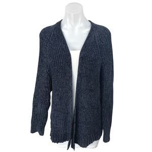 Urban Outfitters Navy Blue Chunky Knit Open Front Long Sleeve Cardigan Sweater S